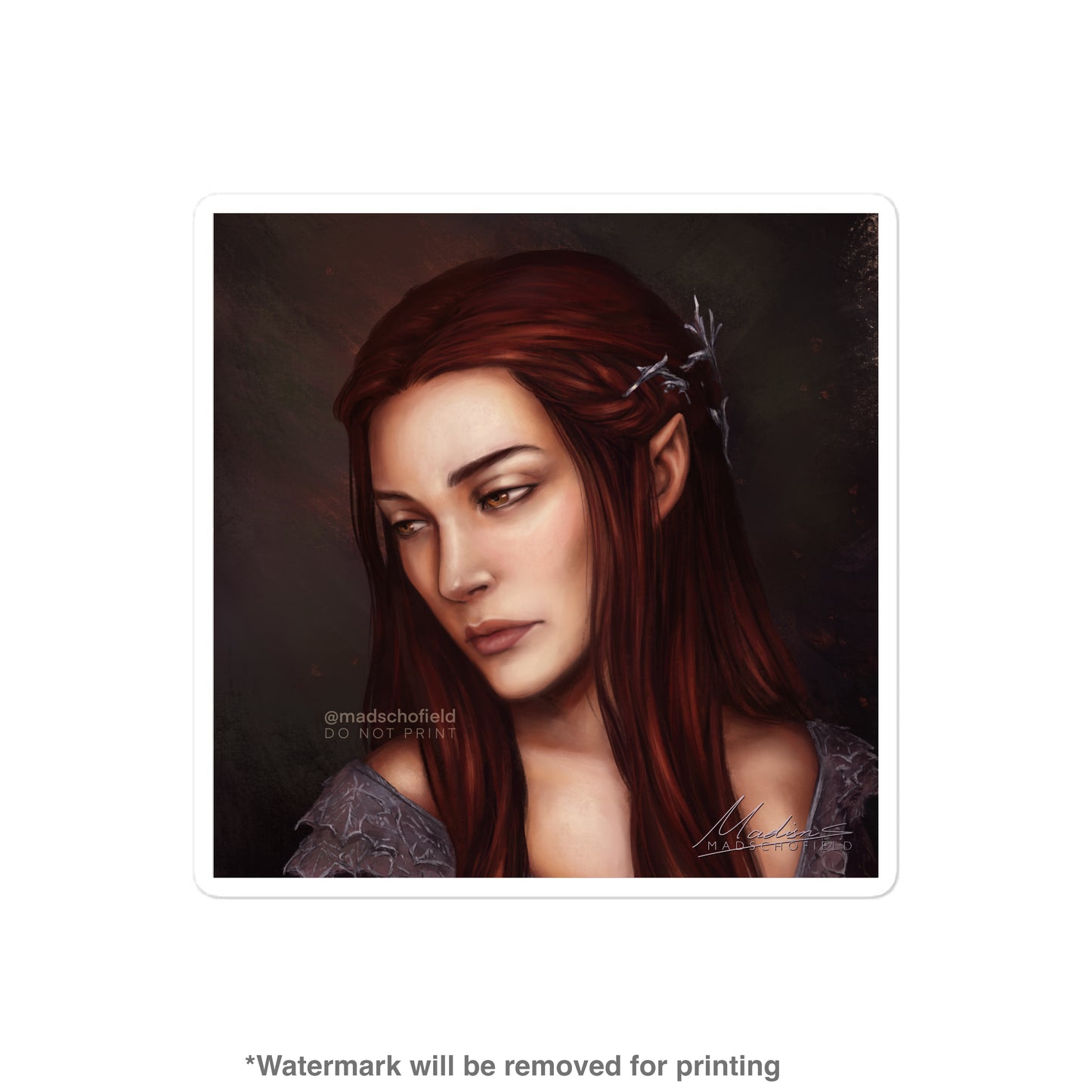 Lady of Autumn Portrait Sticker